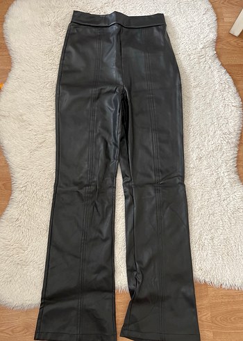 Deri Siyah Midi Kadın Pantolon - Görsel 2