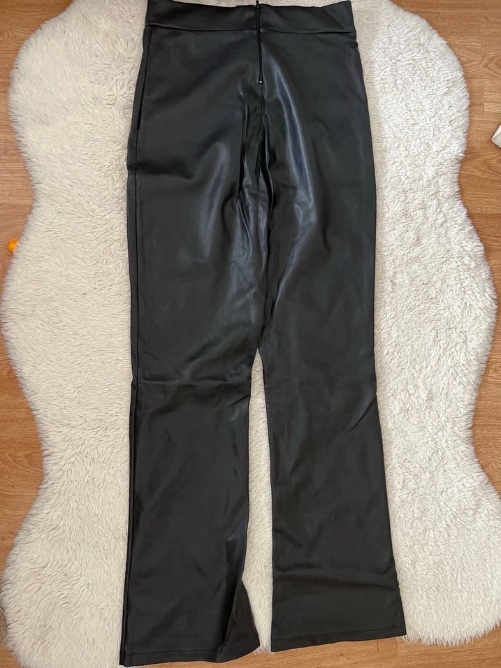 Deri Siyah Midi Kadın Pantolon - Görsel 4