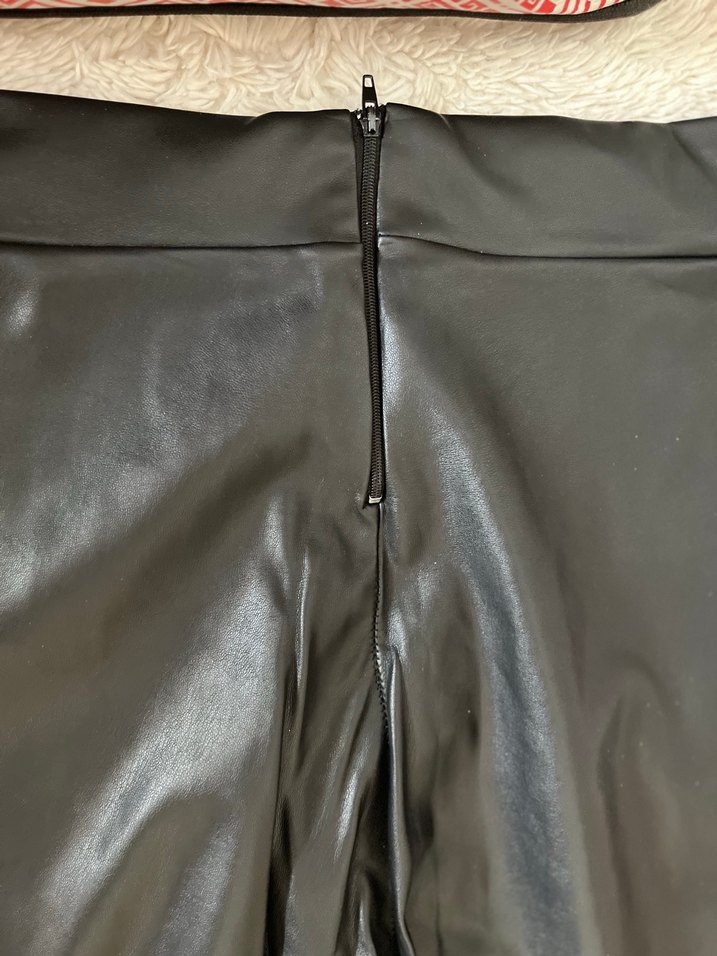 Deri Siyah Midi Kadın Pantolon - Görsel 5