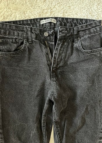 Siyah Midi Boy Kadın Denim Jean - Görsel 2