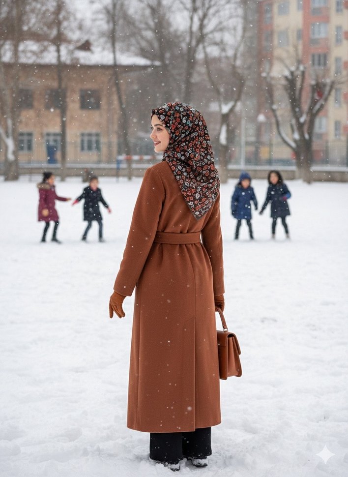 Canlı Renkli Çiçek Desenli Şık Eşarp - Görsel 3