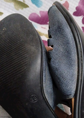 Tokalı Mavi Kadın Dolgu Topuk Terlik