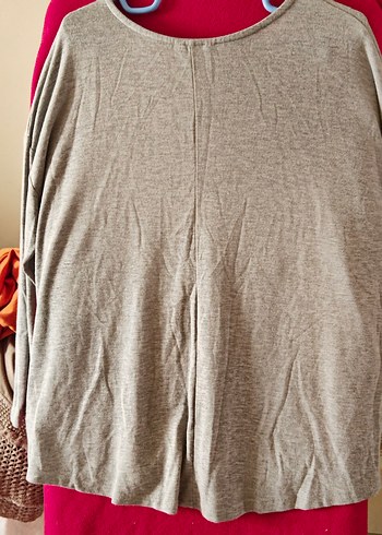 Gri swet Örme Pamuklu Uzun Kollu Tişört - Görsel 3