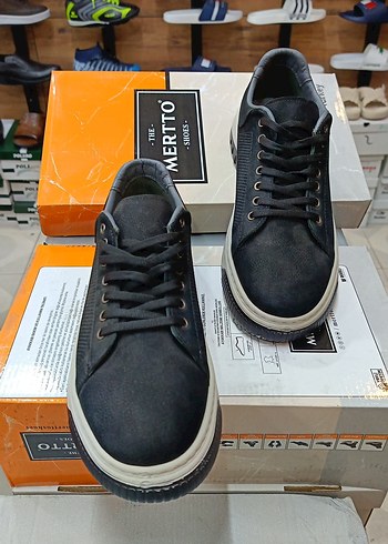 Siyah Gri hakiki deri Erkek Ayakkabı - Görsel 5