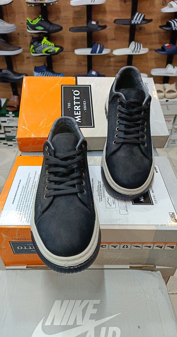 Siyah Gri hakiki deri Erkek Ayakkabı - Görsel 5