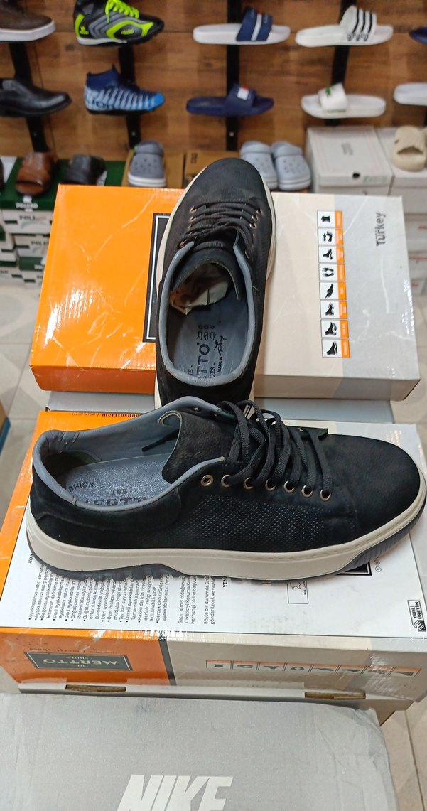 Siyah Gri hakiki deri Erkek Ayakkabı - Görsel 2