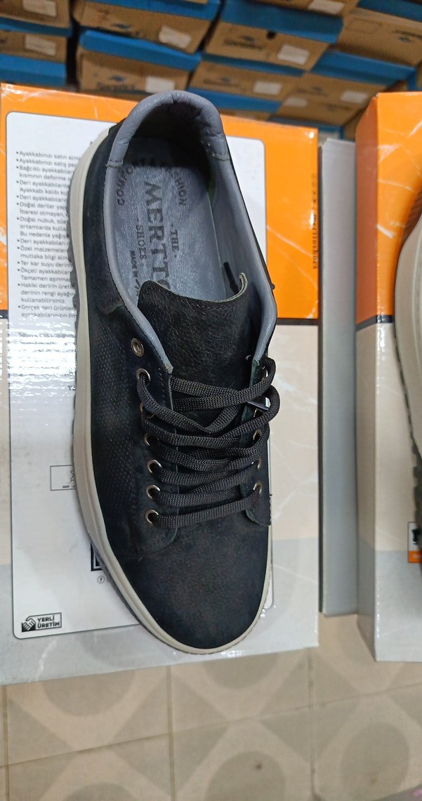 Siyah Gri hakiki deri Erkek Ayakkabı - Görsel 3