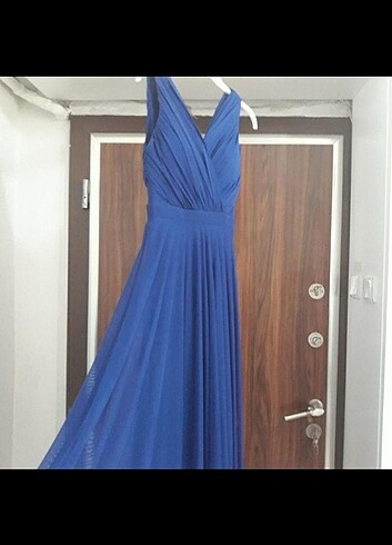 Diğer Saks mavisi şifon elbise 38 beden