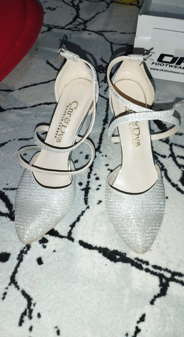 Gri Simli Topuklu Kadın Ayakkabı - Görsel 2