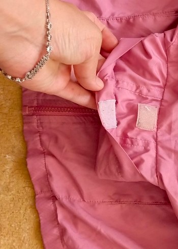 4 Yaş Beden pembe Renk Kız Çocuk Kapüşonlu Pembe Fermuarlı Yağmurluk