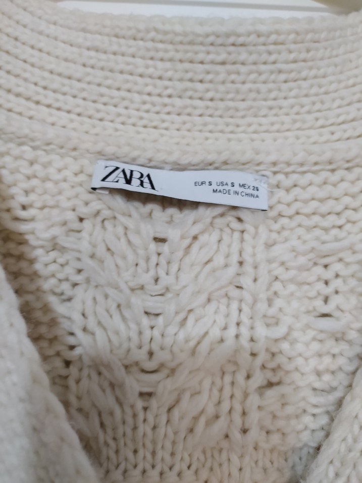 Zara Beyaz Örgü Midi Kadın Hırka - Görsel 4