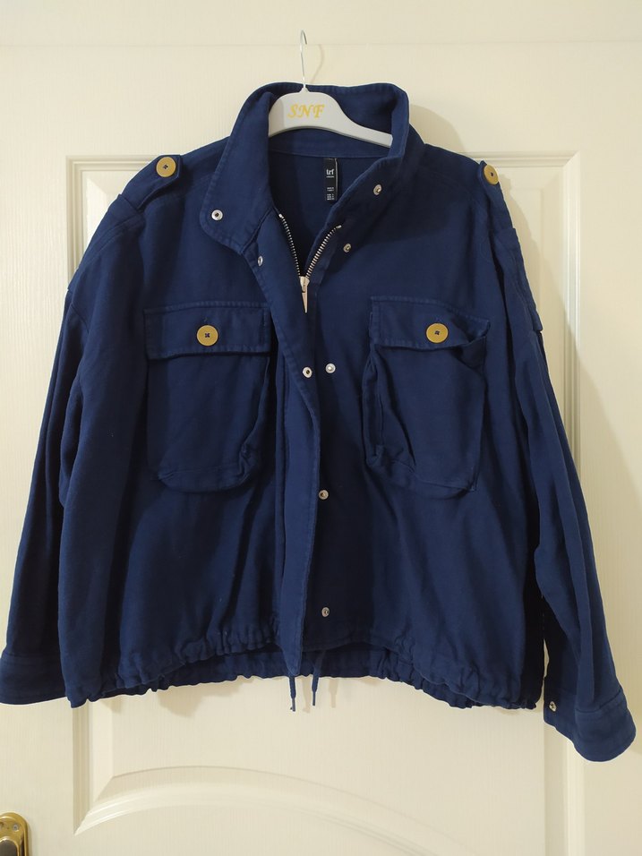 Zara Düğmeli Lacivert Midi Kadın Ceket - Görsel 2