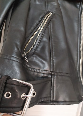 Zara Siyah Deri Biker Ceket - Görsel 3