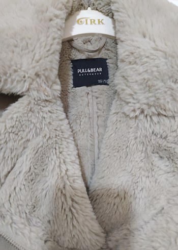 Pull&Bear Kürk Detaylı Bej Süet Kadın Ceket - Görsel 2