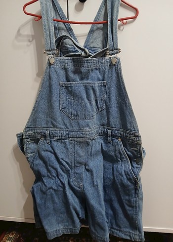 Kadın Mavi Denim Midi Askılı Tulum - Görsel 2