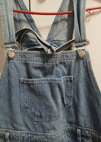 Kadın Mavi Denim Midi Askılı Tulum - Görsel 4
