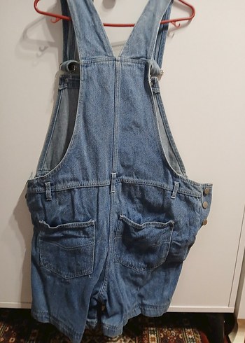 Kadın Mavi Denim Midi Askılı Tulum - Görsel 3