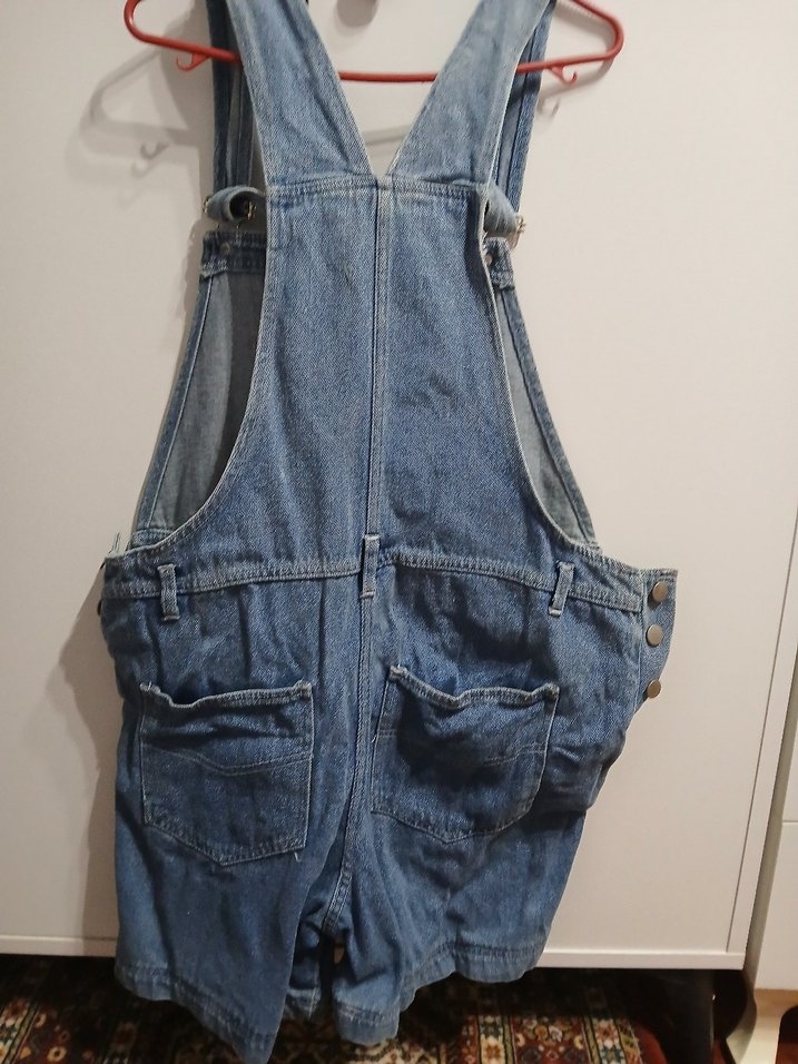 Kadın Mavi Denim Midi Askılı Tulum - Görsel 3