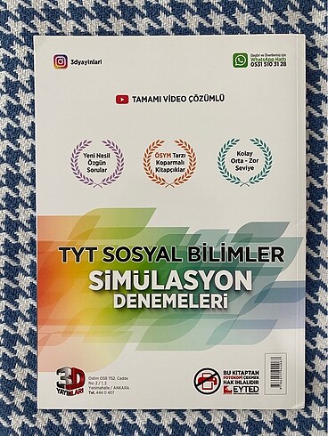 tyt sosyal bilimler deneme 3d yayınları