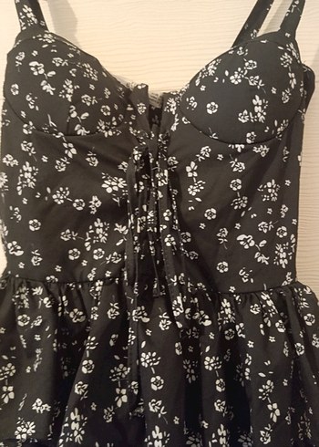 Fırfırlı Siyah Straplez Elbise - Görsel 4