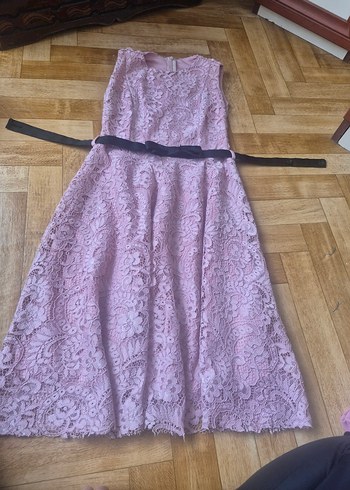 Dantel Detaylı Pembe Kız Elbisesi