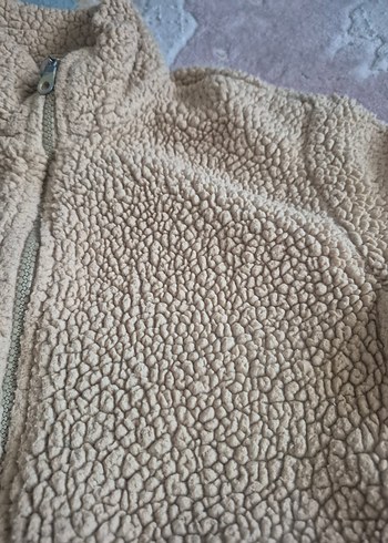 10 Yaş Beden Bej Peluş Uzun Kollu Rahat çocuk hırka