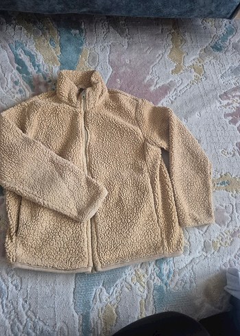 Bej Peluş Uzun Kollu Rahat çocuk hırka
