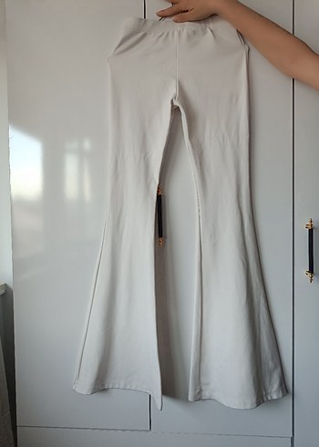 diğer Beden Bej Midi Kadın Keten İspanyol Paça Pantolon