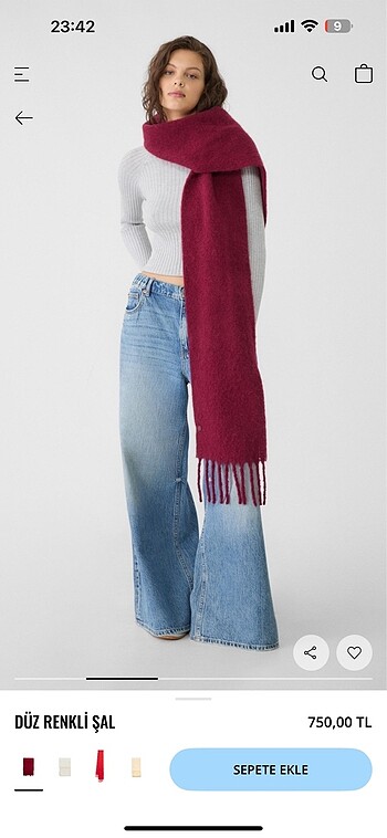 Stradivarius Bordo Şal