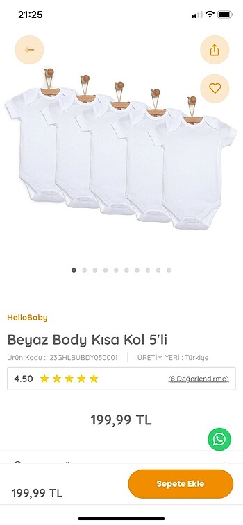 Beyaz body kısa kol 5 li
