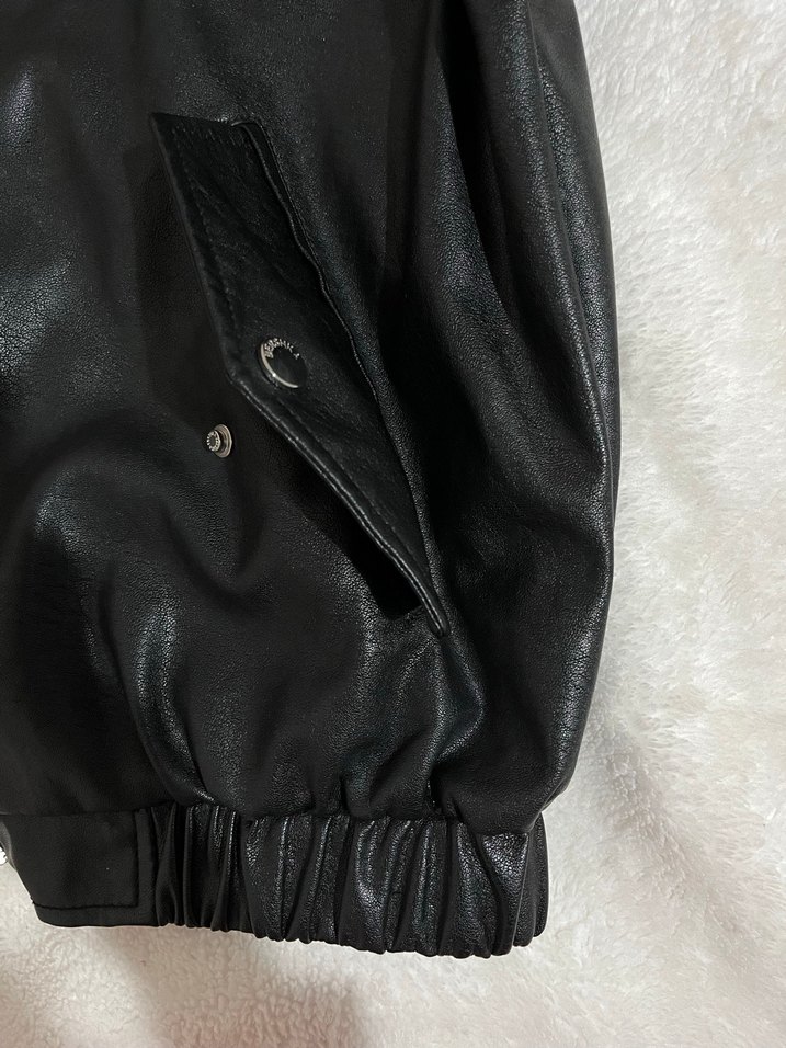 BERSHKA Siyah Deri Kadın Ceket - Görsel 5