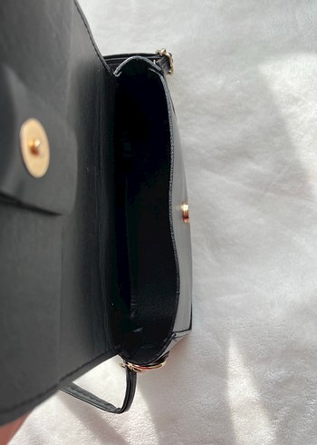 Siyah Deri Tokalı Kadın Omuz Çantası - Görsel 4