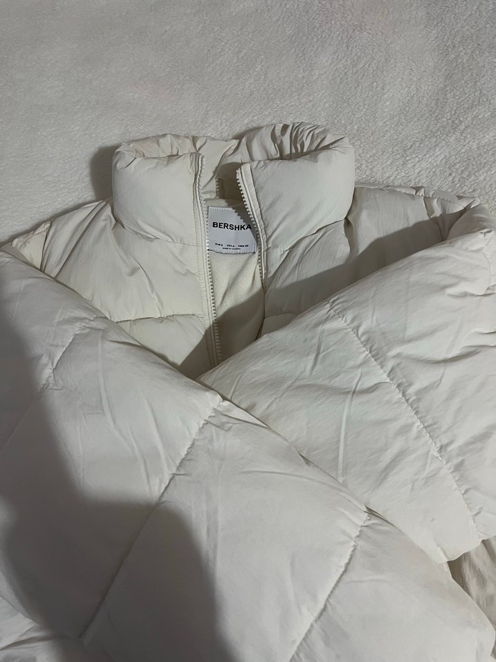 Düğmeli Beyaz Kadın Kışlık Mont - Görsel 2