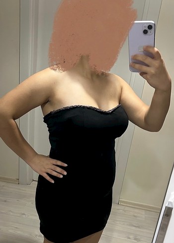 Mango Siyah Straplez Midi Dar Kesim Elbise