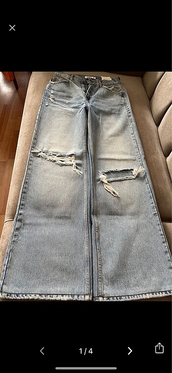 Pull and bear yırtık wide leg jean