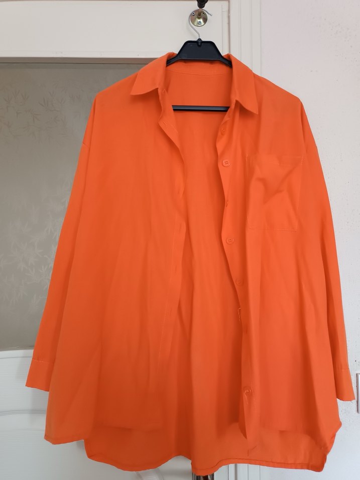 Turuncu Salaş Midi Gömlek - Görsel 2