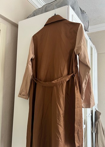 Düğmeli Bej  Kadın Trençkot - Görsel 3