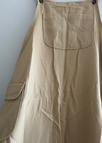 Krem Renkli Uzun Askılı Salopet - Görsel 3