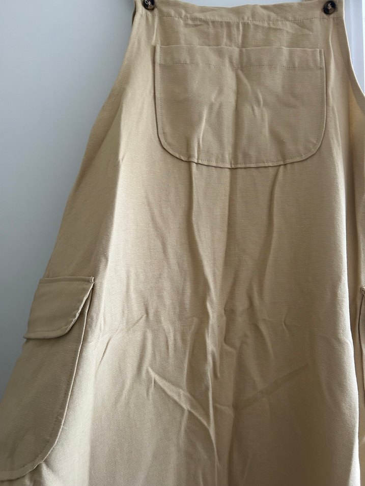 Krem Renkli Uzun Askılı Salopet - Görsel 3