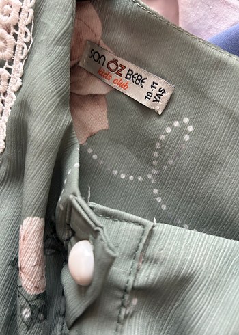 Yeşil Çiçekli çocuk  Bohem Elbise - Görsel 4