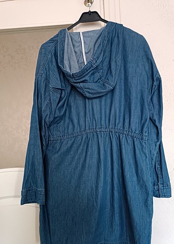 Düğmeli Midi Lacivert Kot Ceket - Görsel 4