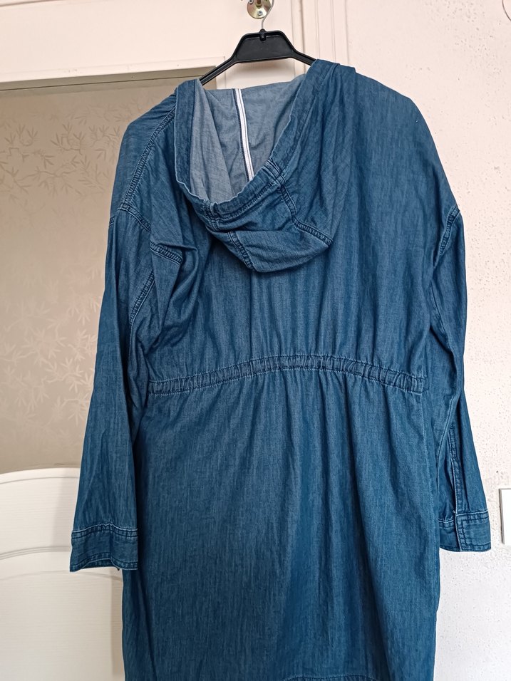 Düğmeli Midi Lacivert Kot Ceket - Görsel 4