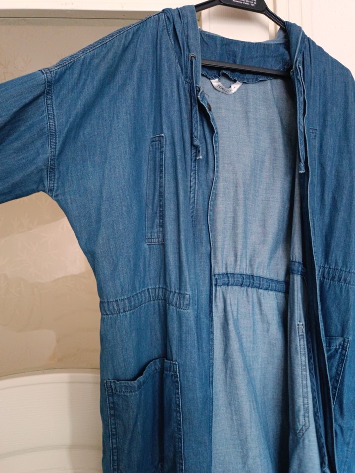 Düğmeli Midi Lacivert Kot Ceket - Görsel 2