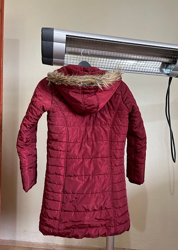 Bordo Fermuarlı Midi çocuk Kışlık Mont - Görsel 3