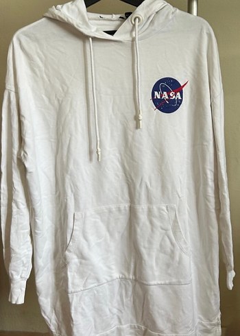 Beyaz NASA Baskılı Kapüşonlu Sweatshirt - Görsel 2