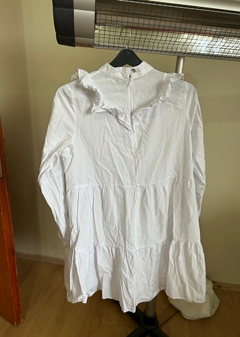Fırfırlı Beyaz tunik gömlek - Görsel 4