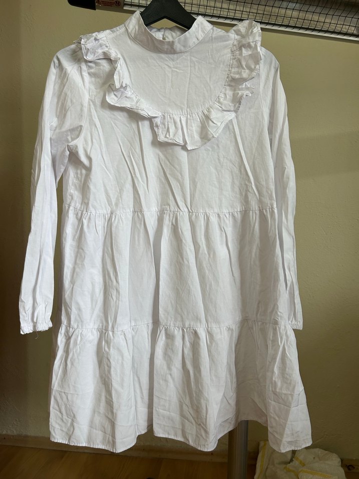 Fırfırlı Beyaz tunik gömlek - Görsel 2