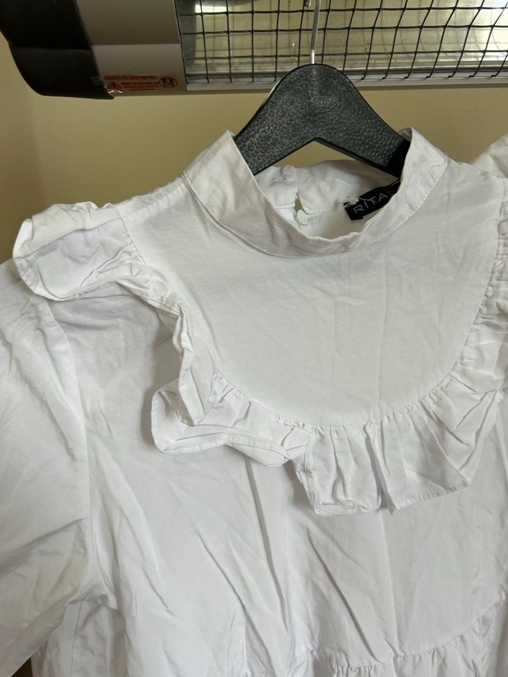 Fırfırlı Beyaz tunik gömlek - Görsel 3