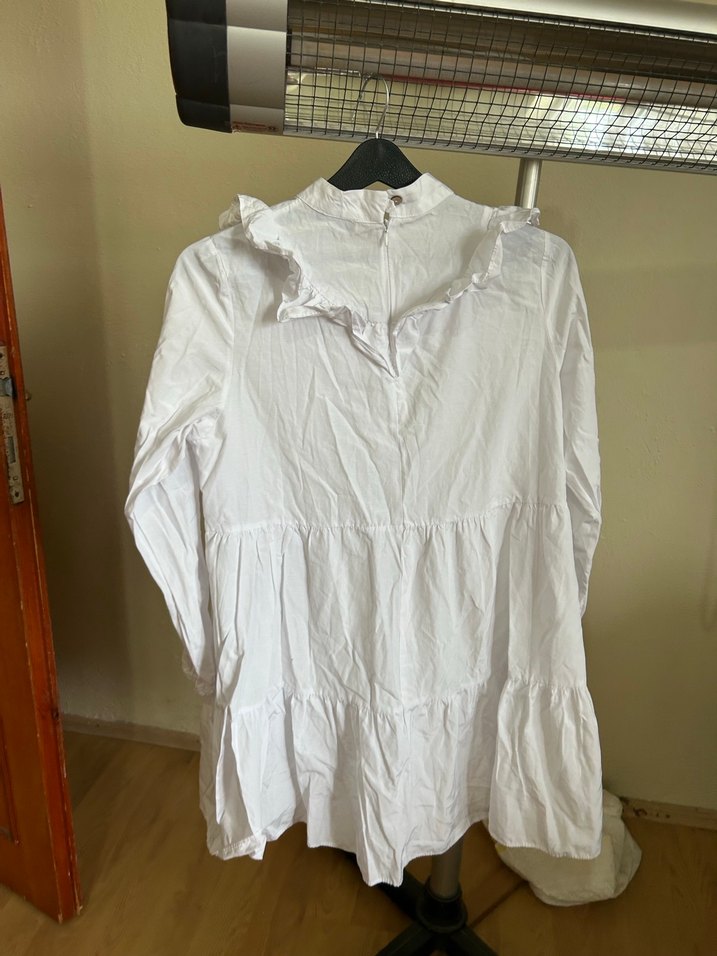 Fırfırlı Beyaz tunik gömlek - Görsel 4