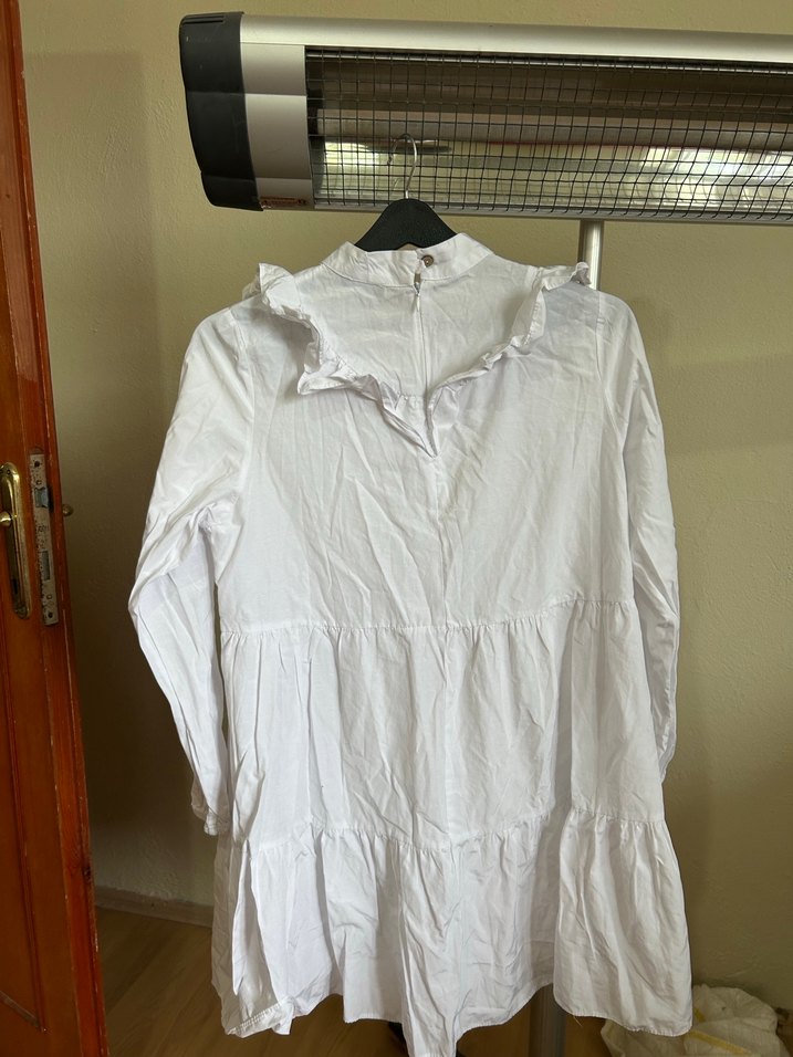 Fırfırlı Beyaz tunik gömlek - Görsel 5